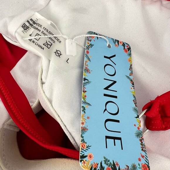 Yonique Swimsuit Size L Blousy Tankini Red Size L NWT - Picture 5 of 10